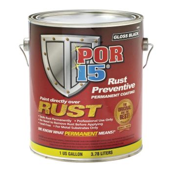POR-15® 45001 High Performance Rust Preventive Coating, 1 gal Can, Gloss Black, 250 to 450 sq-ft/gal Coverage