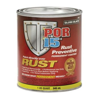 POR-15&reg; 45004 High Performance Rust Preventive Coating, 1 qt Can, Gloss Black, 250 to 450 sq-ft/gal Coverage