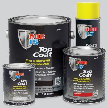 POR-15® 45801 Top Coat DTM Paint, 1 gal Can, Gloss Black, Liquid, 30 to 60 min Curing