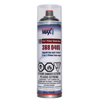 SprayMax® 3680405 3 in 1 Primer, 500 mL Aerosol Can, Matte Black, 5.4 to 8.1 sq-ft Coverage