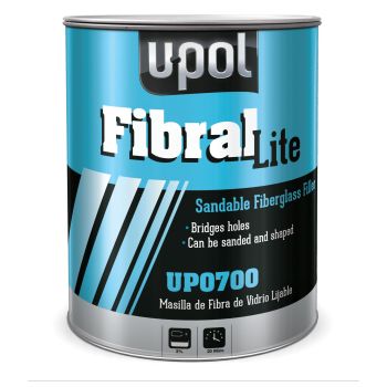 U-POL® FIBRAL LITE UP0700 Lite Fiber Glass Filler, 3 L Tin, Yellow, Fibrous/Paste