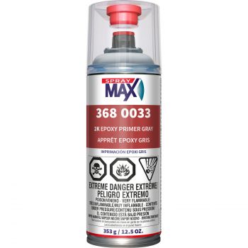SprayMax® 3680033 2K Epoxy Primer, 13.3 oz Aerosol Can, Matte Gray, 1.2 to 2.4 sq-ft/gal Coverage
