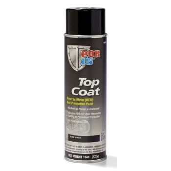 POR-15® 45818 Top Coat DTM Paint, 14 oz Aerosol Can, Gloss Black, Liquid, 30 to 60 min Curing