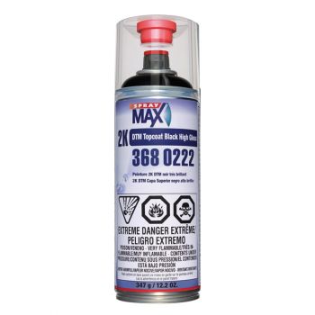 SprayMax® 3680222 2K DTM Topcoat, 12.24 oz Aerosol Can, High Gloss Black, Liquid