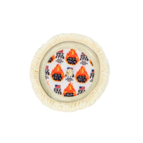 High Teck Buffing Pad, 7.5 In Dia X 1.5 In In Thk, 100% Wool, Hook And Loop - 775